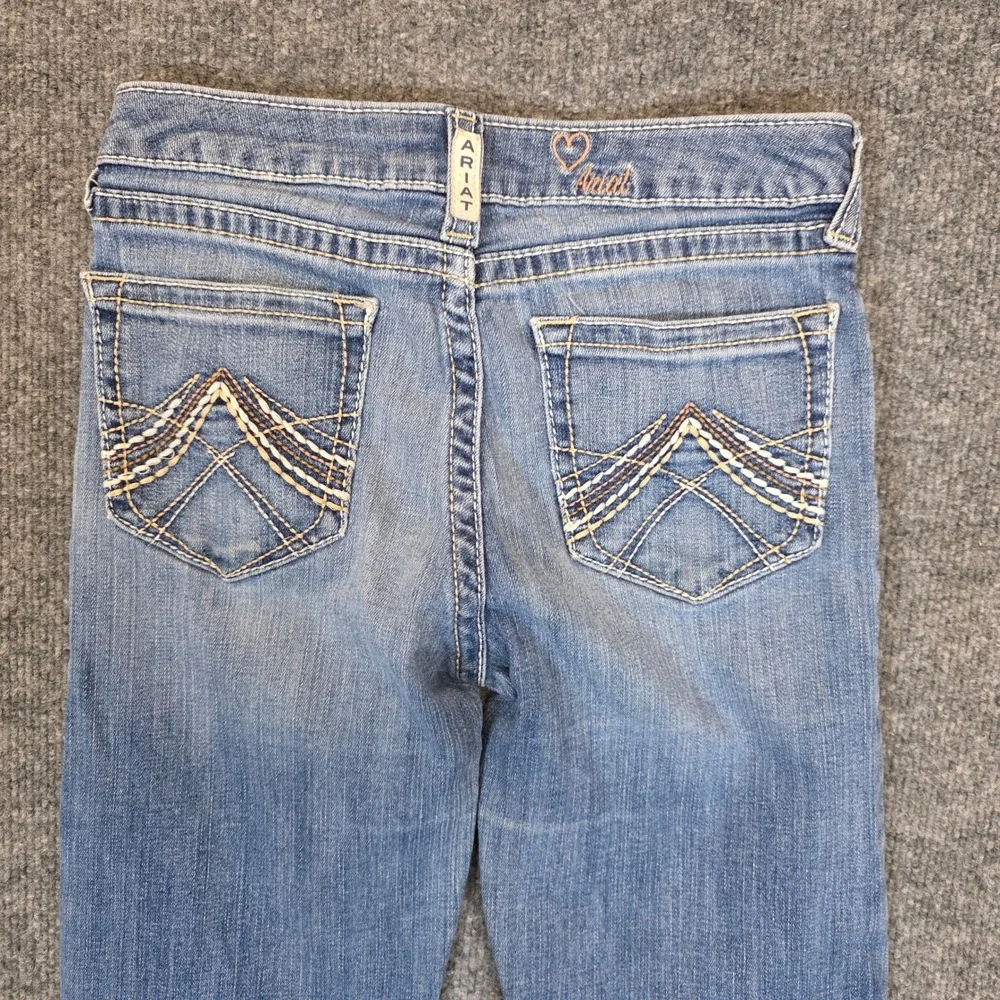 Ariat REAL Denim Jeans Women 12 Blue Bootcut Stretch Paisley Waistband